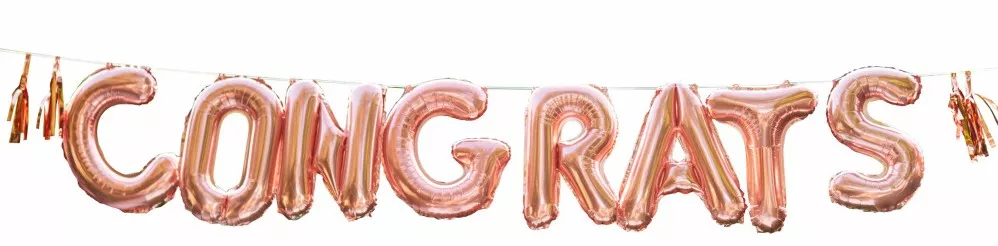 1 scritta a palloncino in alluminio Congratulazioni oro rosa