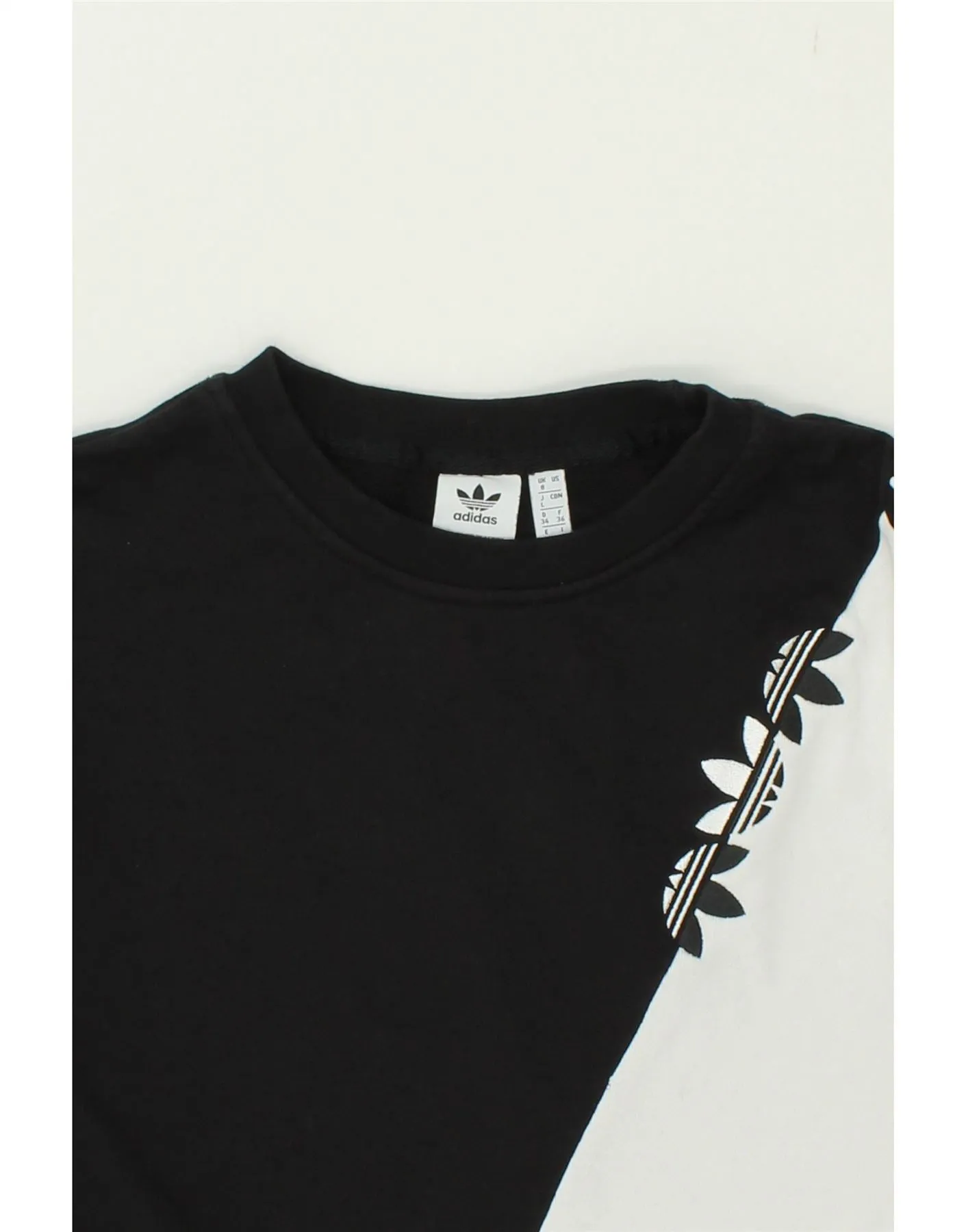 ADIDAS Womens Graphic Sweatshirt Jumper UK 8 Small Black Colourblock