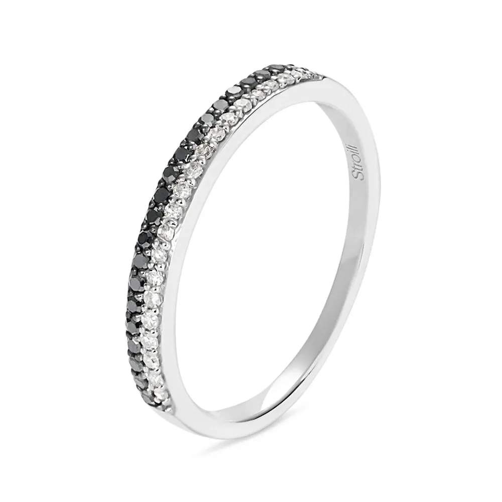 Anello Fascia Sophia Oro Bianco 375/1000 Diamante Bianco 0,09 ct Diamante Nero 0,1 ct 1418815
