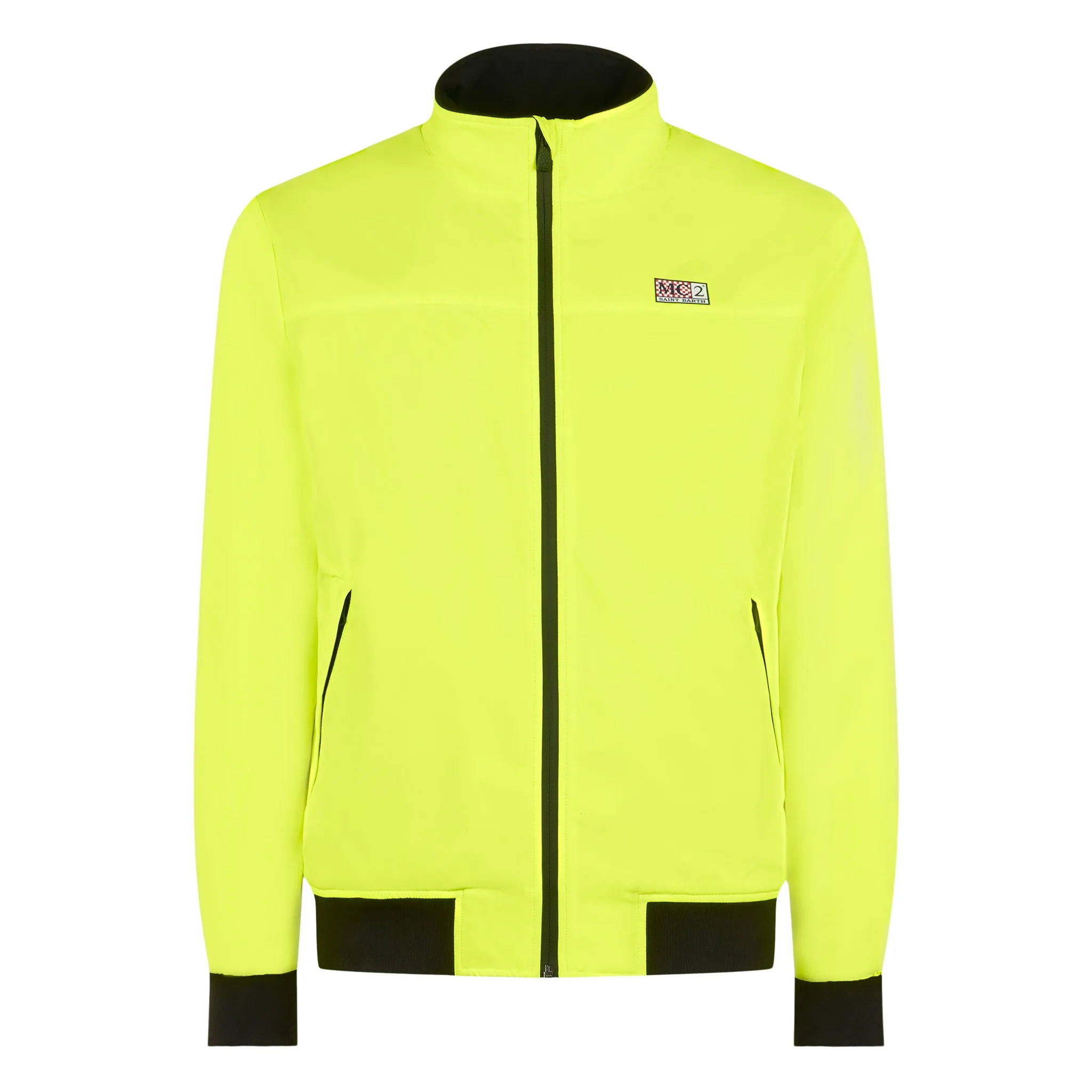 Bomber da uomo giallo fluo con fodera in pelo