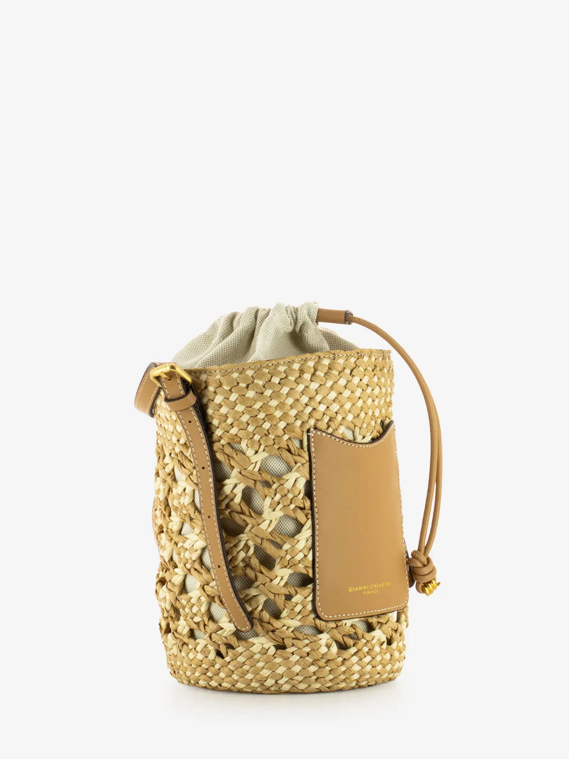 Borsa in rafia e pelle Saona beige