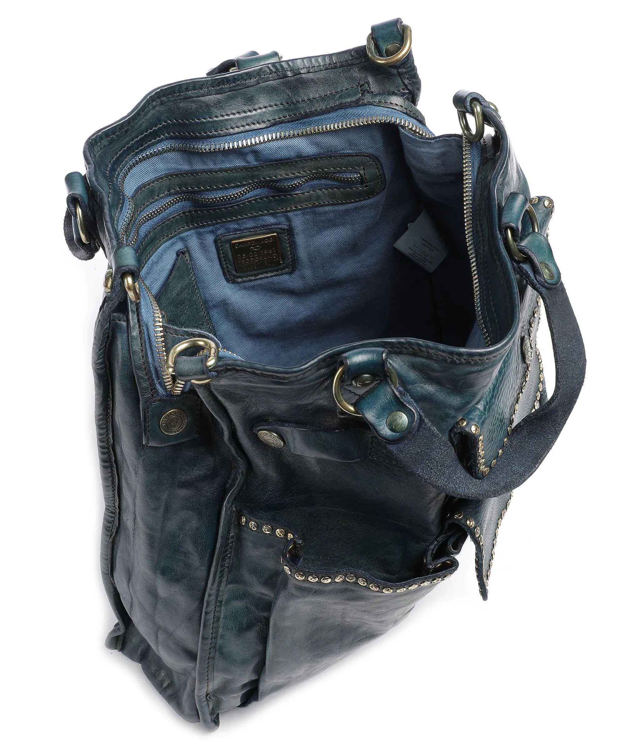  Campomaggi Borsa a mano pelle di vacchetta finemente grana blu scuro  