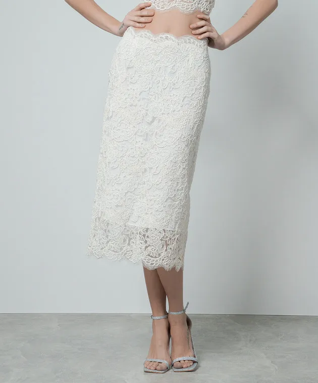 Ermanno Scervino Gonna a tubino bianca realizzata in pizzo D442O301EHL