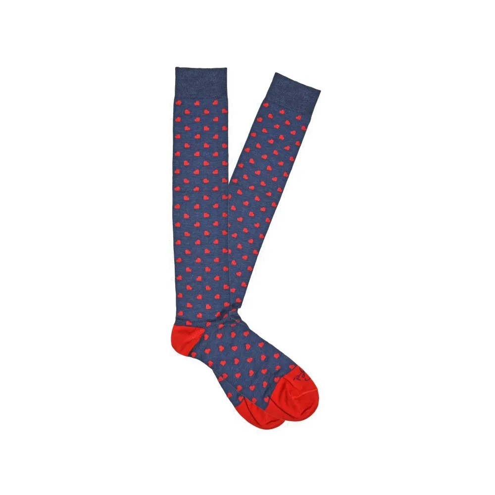 Fefè Napoli - Calzini Uomo Dandy Cuori Blu - Calze - Handmade in Italy - Luxury Exclusive Collection