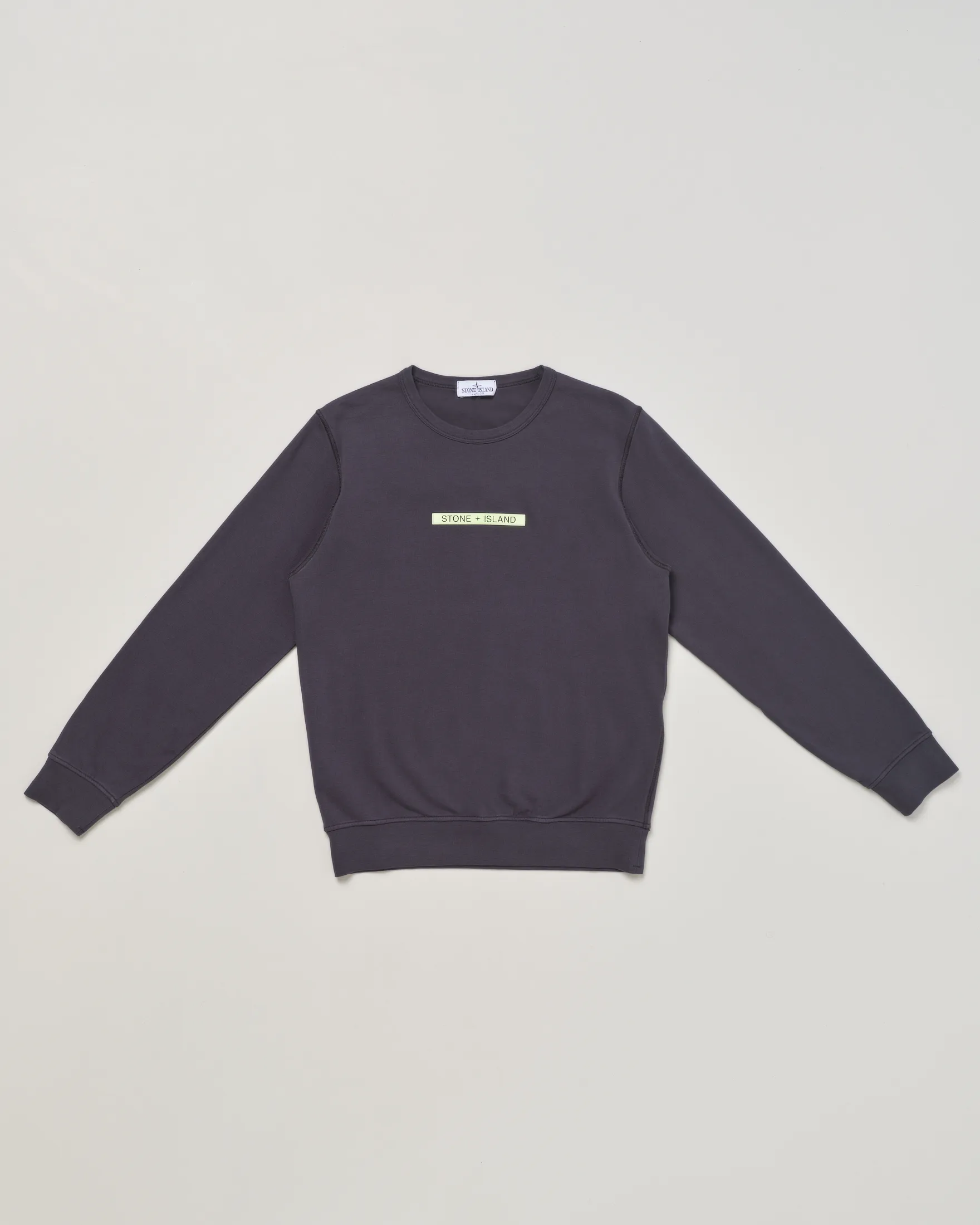 Felpa blu girocollo in cotone con stampa micro logo 10 anni