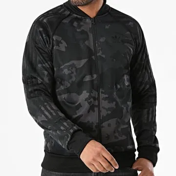 Giacca con zip a righe mimetiche IS0252 Nero Grigio