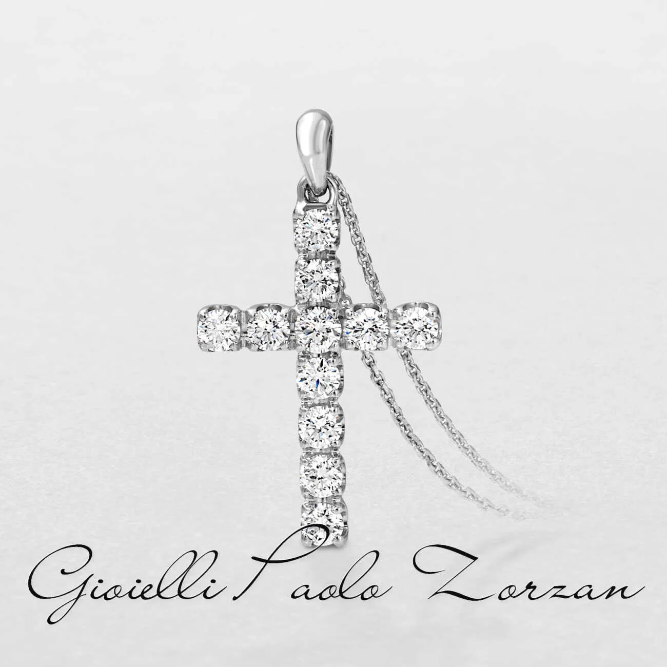 Girocollo con croce Giorgio Visconti in oro bianco e diamanti GB37472