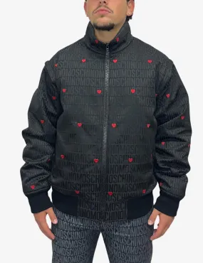 Giubbotto Moschino con logo jacquard e ricami uomo