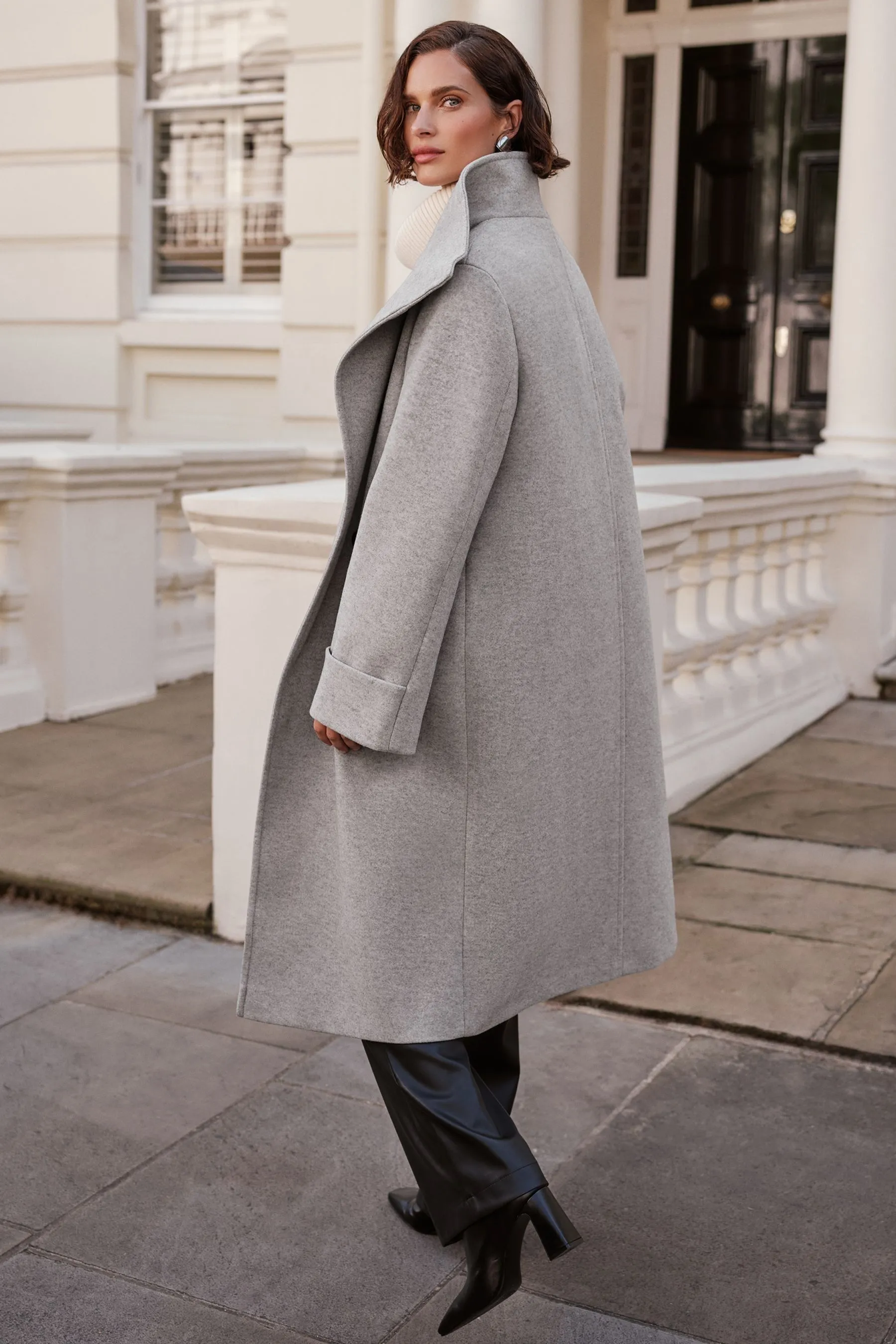 Love & Roses Funnel Neck Button Coat    