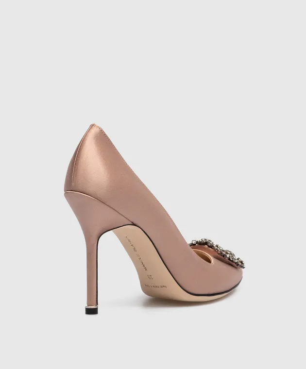 Manolo Blahnik Décolleté Hangisi rosa con strass HANGISI