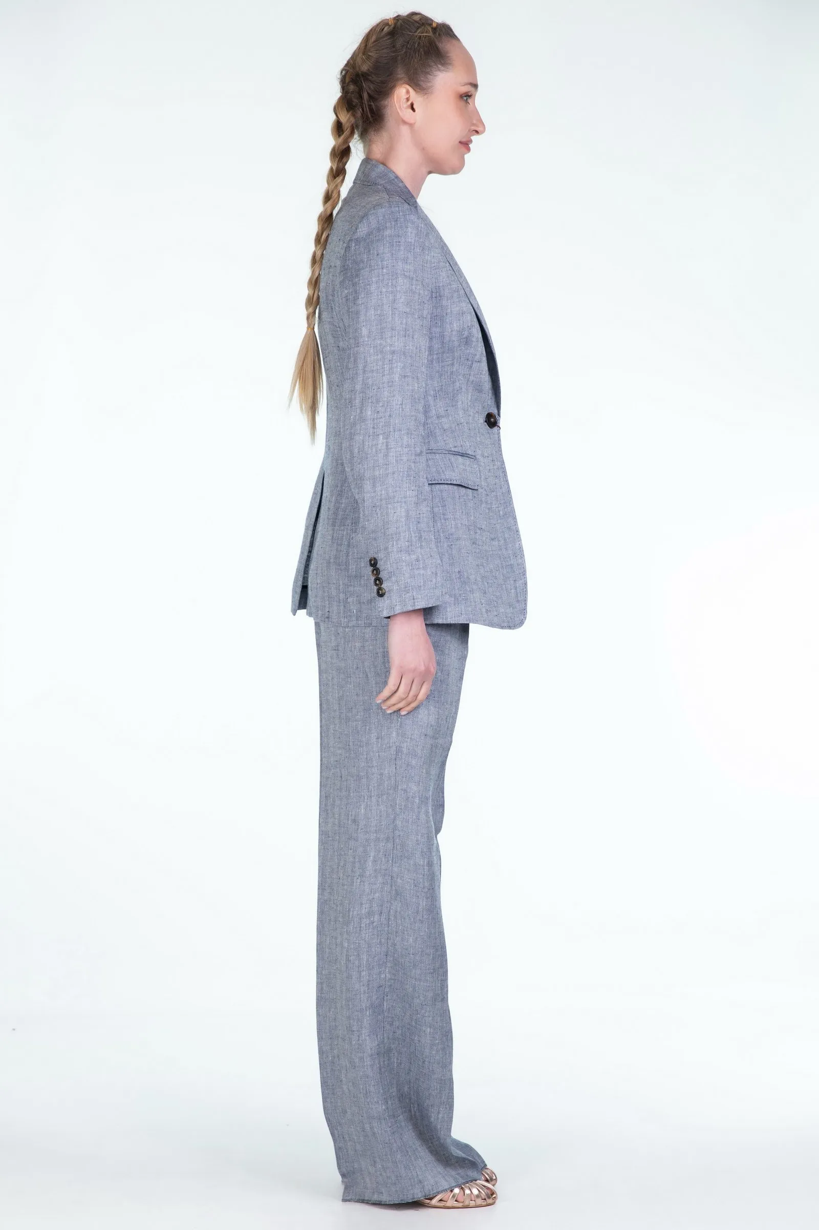 MAX MARA STUDIO blazer in lino a spina PALAU