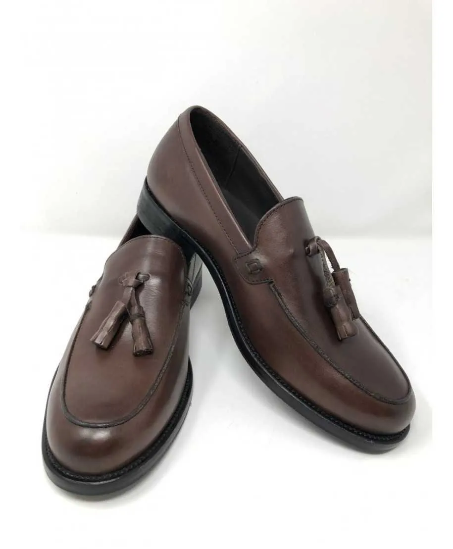 Mocassini marroni in vera pelle