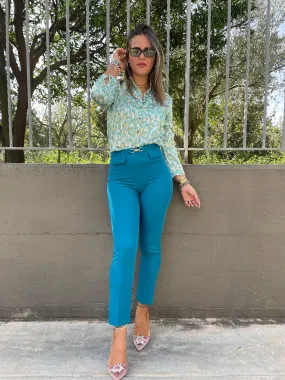 Pantalone a sigaretta con applicazione oro