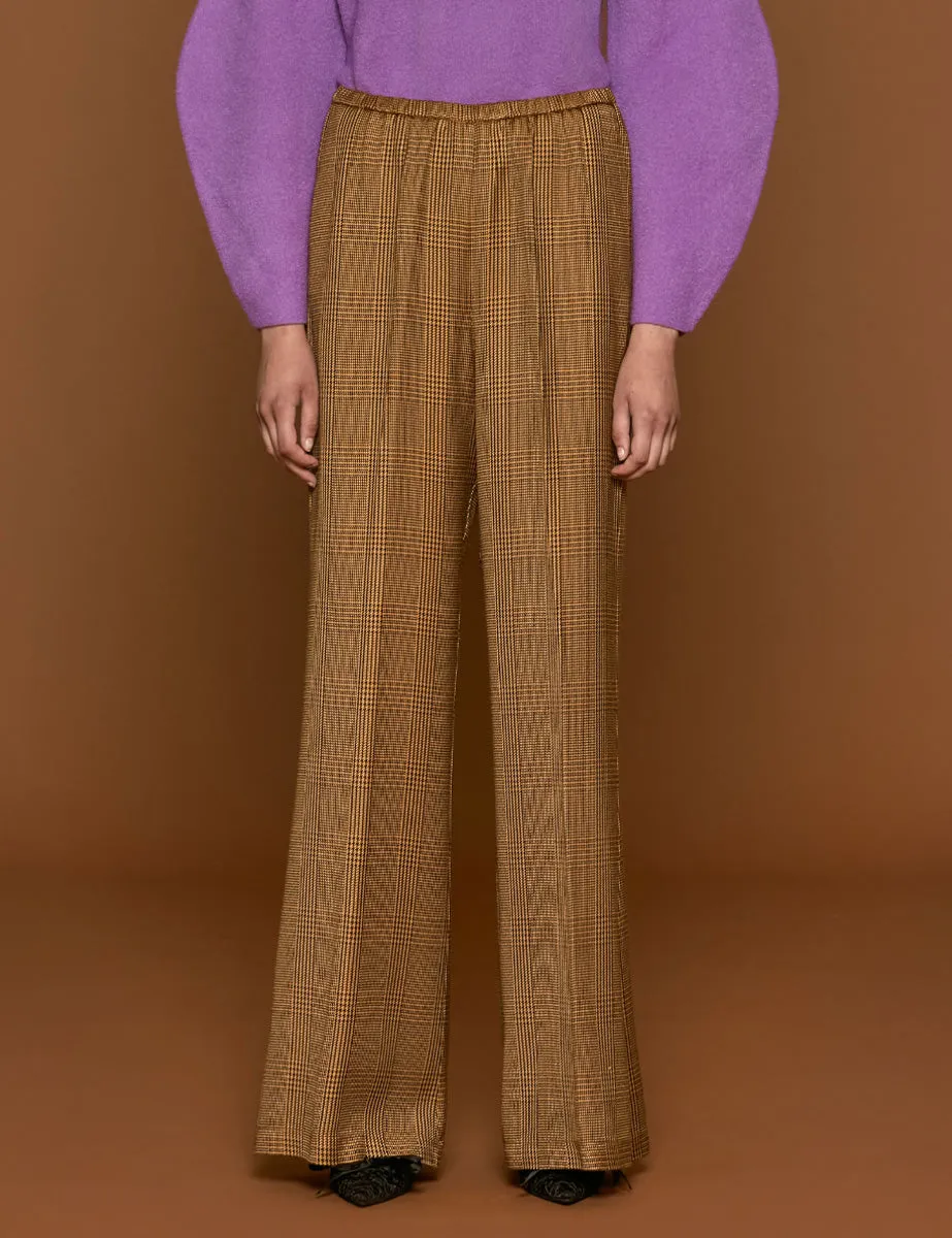 pantalone flared caramel