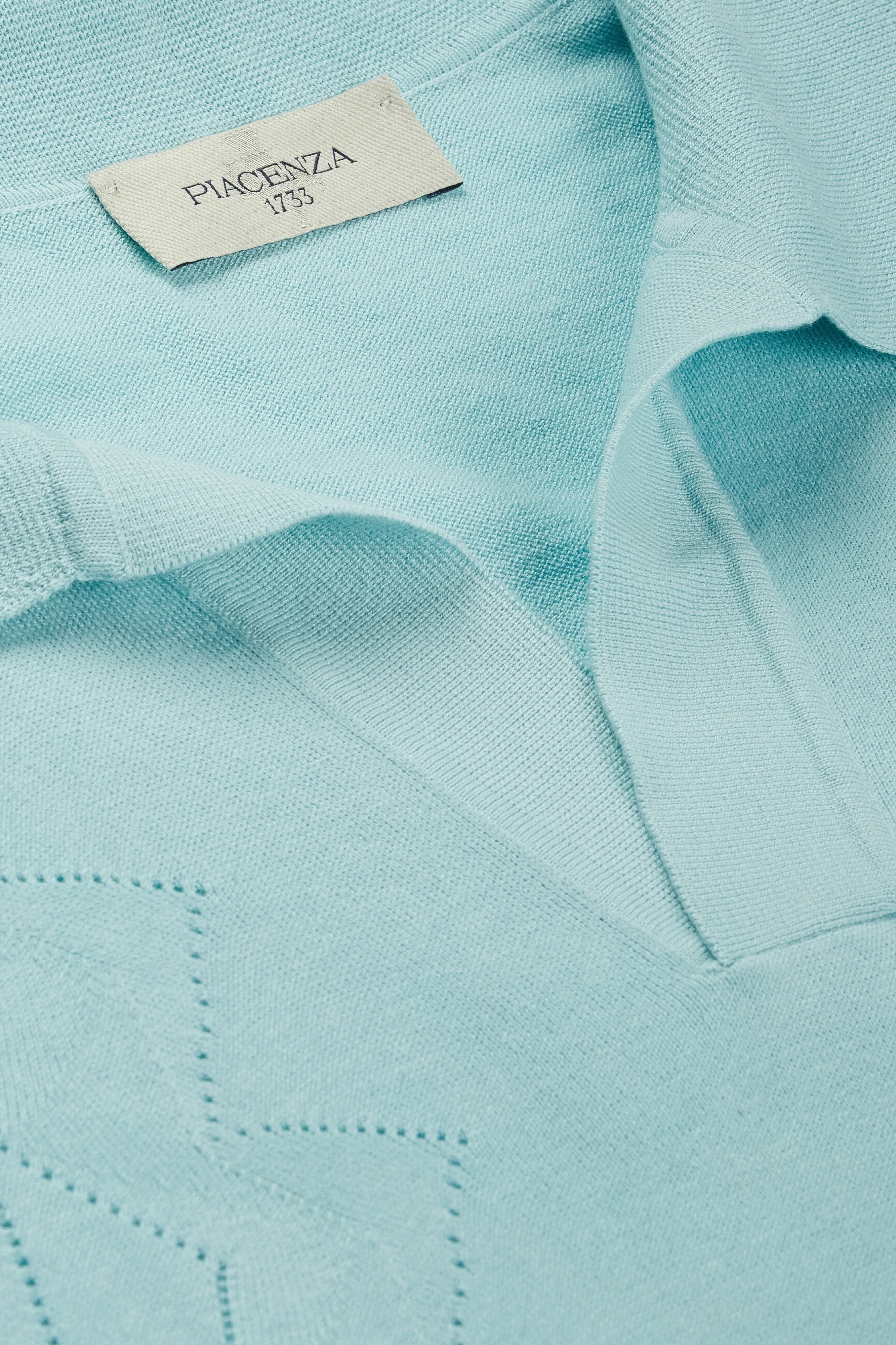 Polo havana zig zag pointelle azzurro