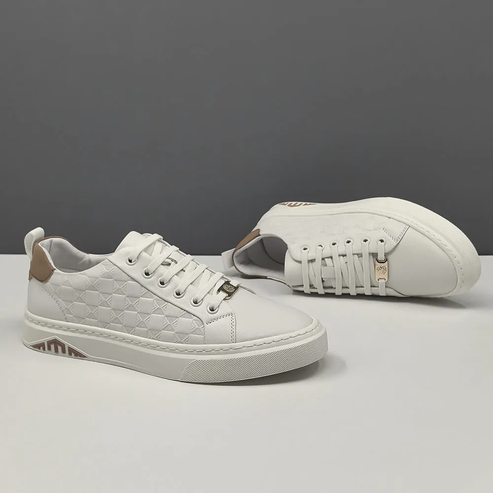 Scarpe casual piatte in pelle goffrata moda uomo