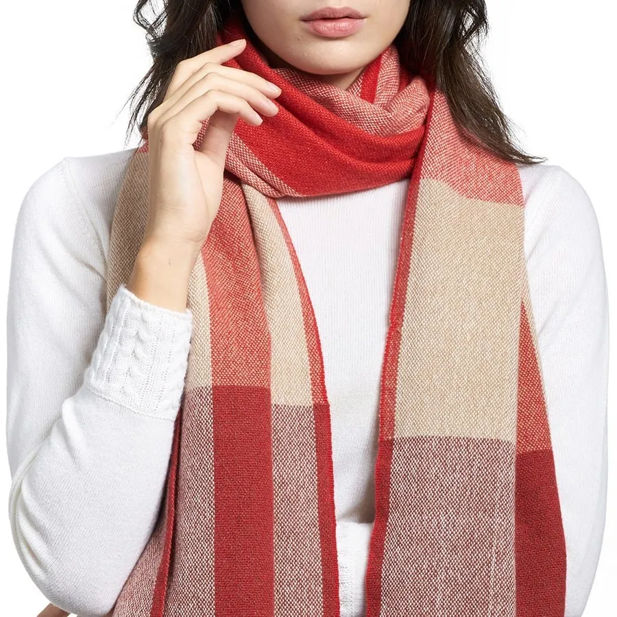 Sciarpa ANDREA rosso-beige in cashmere