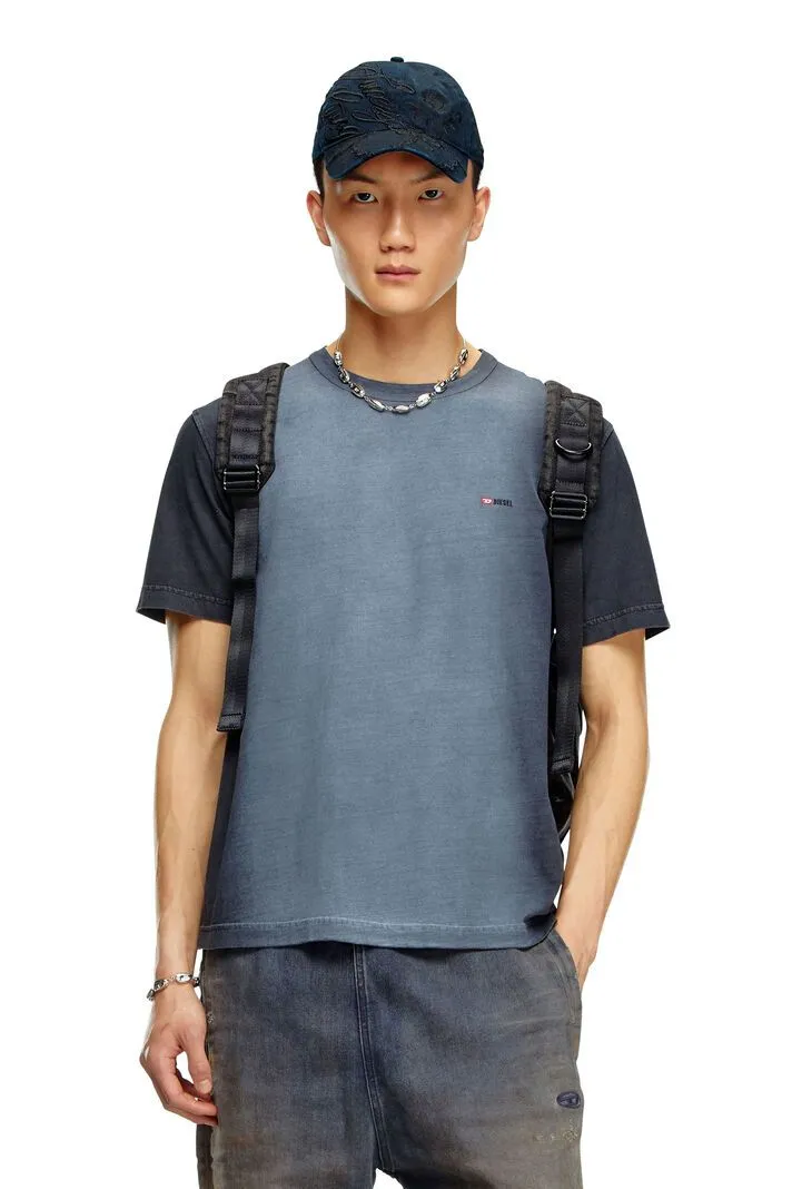 T-shirt in jersey di cotone effetto spray uomo Nero