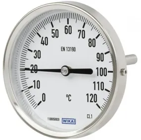Termometro a quadrante WIKA, 0 → +120 °C Classe 1 secondo EN 13190, Ø quadrante 100mm, Quadrante