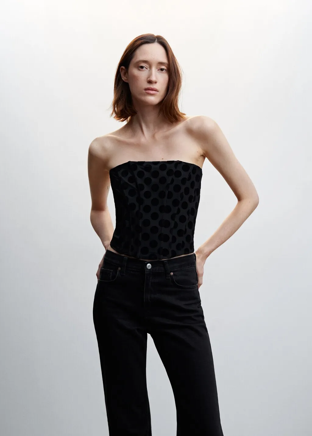 Top corsetto pois