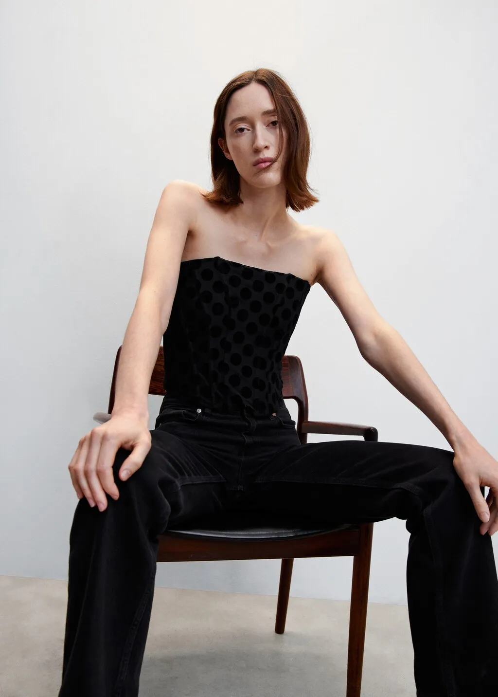 Top corsetto pois