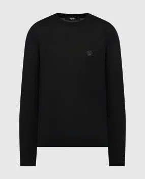 Versace Maglia nera in lana, seta e cashmere con ricamo Medusa 10105341A07614