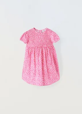 Vestito in punto smock maniche corte neonata